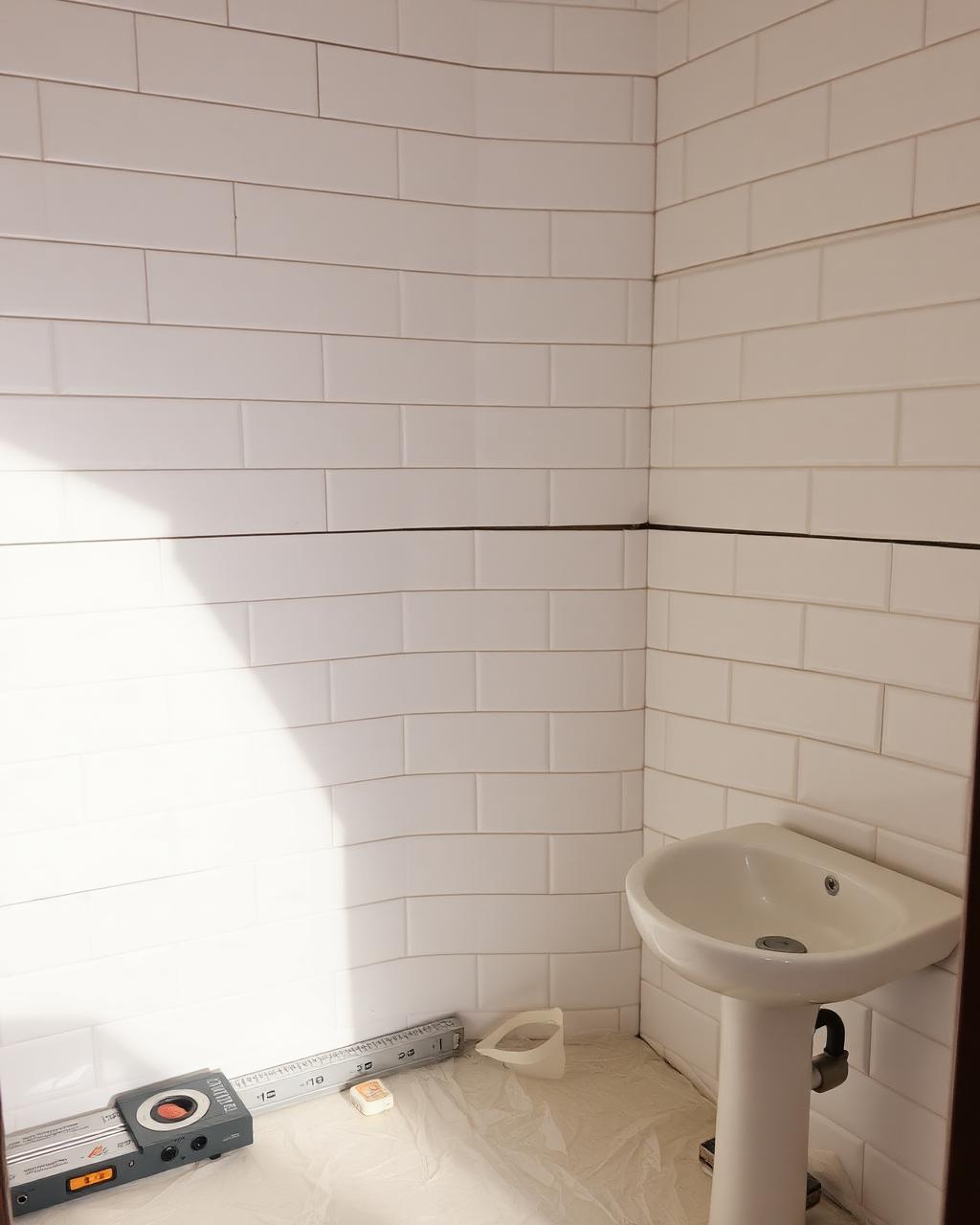 Alicatado de baño en proceso